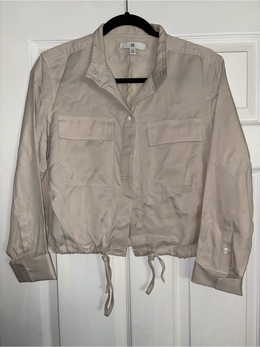 Banana Republic Light Taupe Drawstring-Hem Utility Jacket - Women